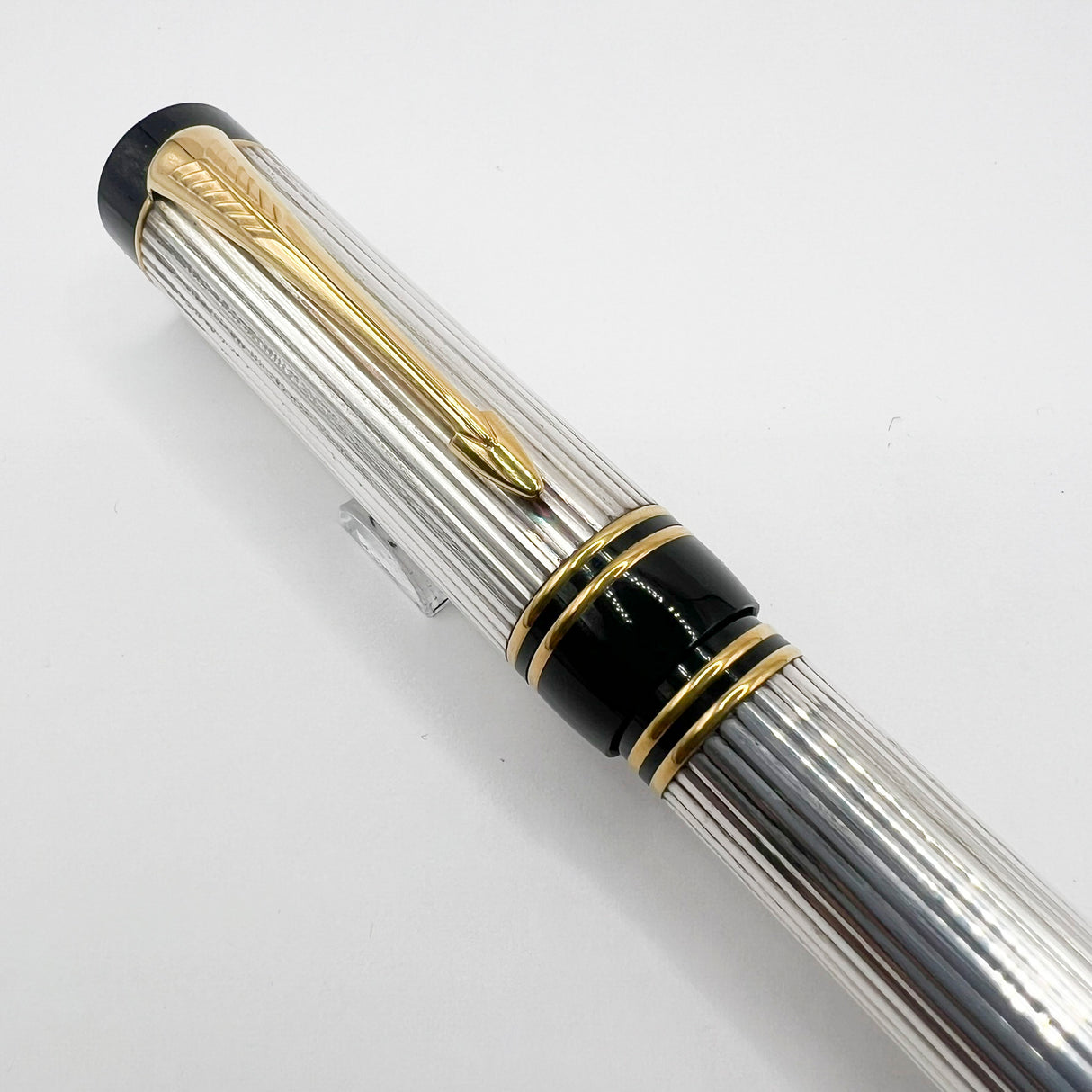 Parker Duofold Centennial (Largest Size) Sterling Silver Fountain Pen - Medium 18kt Gold Nib