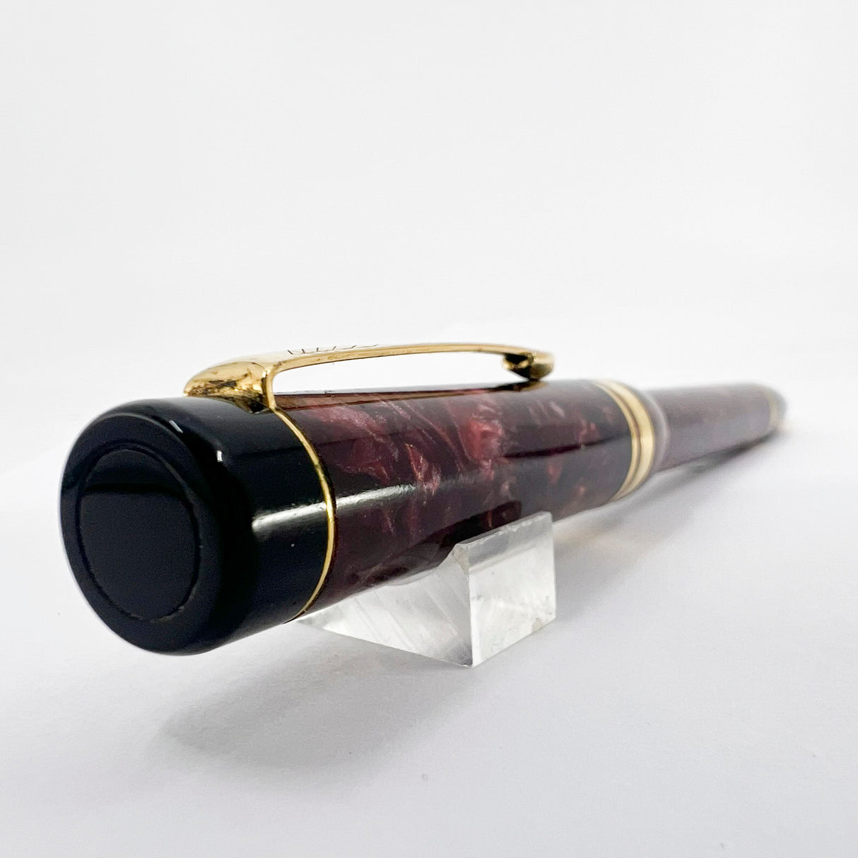 Parker Duofold First Generation Marbled Maroon Cap Actuated Ballpoint Pen - Circa 1989 - SCARCE!