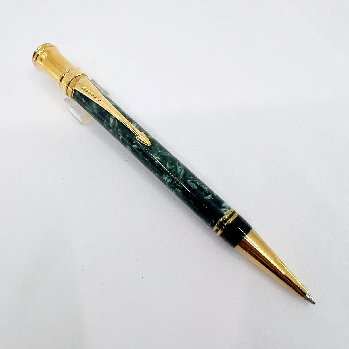 Parker Duofold Marble Green Ballpoint Pen - Circa 1991