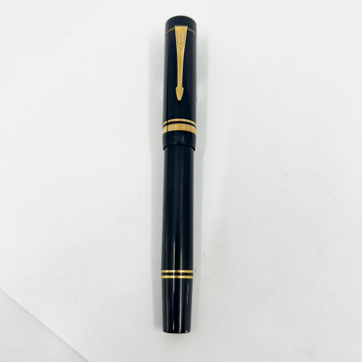 Parker Duofold Centennial (Largest) Black Fountain Pen - Broad Oblique #91 18kt Gold Nib (Circa 1989)