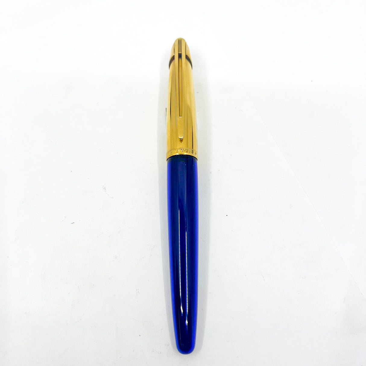 Waterman Edson Blue Translucent Fountain Pen - Fine 18kt Gold Nib