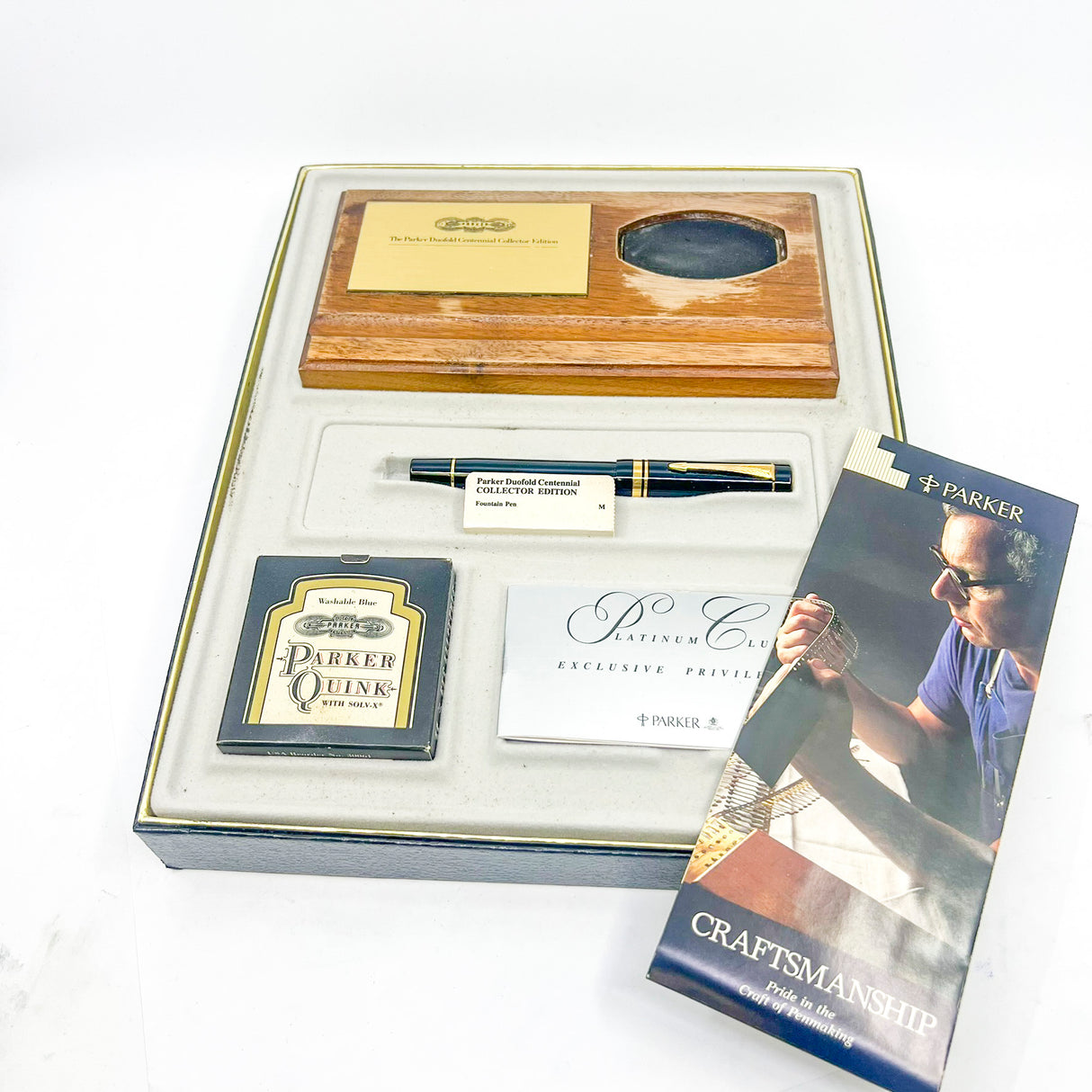 Parker Centennial (Largest Size) Black Duofold Fountain Pen - Special Presentation Box & Contents for the 100th Anniversary of the Parker Pen Company - Medium 18kt Gold Nib