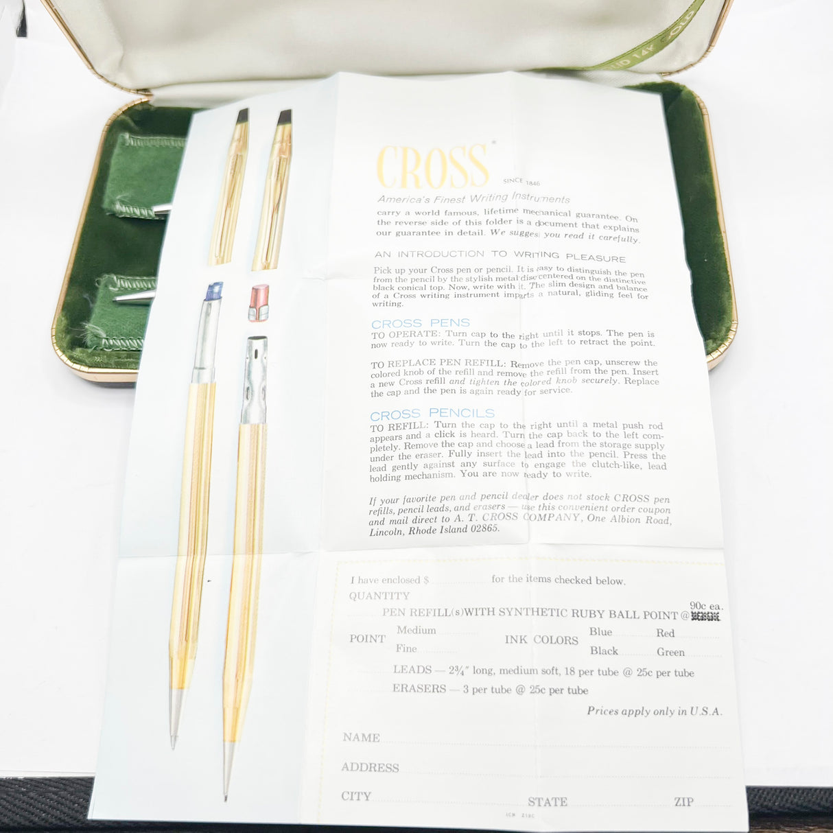 Cross Century SOLID 14kt Gold Ballpoint and Mechanical Pencil 0.7mm Set - MINT IN ORIGINAL BOX!!