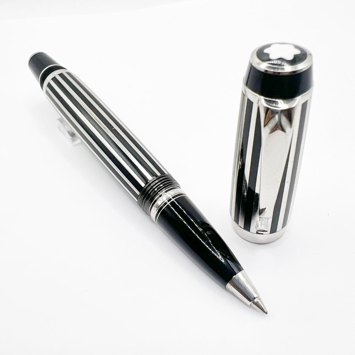 Montblanc Crystal Boheme Rollerball - Platinum-Plated Stripes over Black Resin (with Surface Wear)