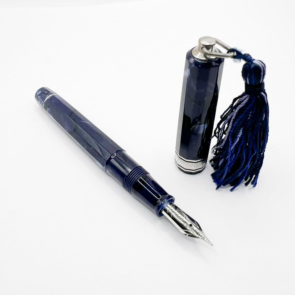 OMAS Princess Paragon Extra Blue Royale Celluloid Fountain Pen - Extra Fine 18kt Gold Nib