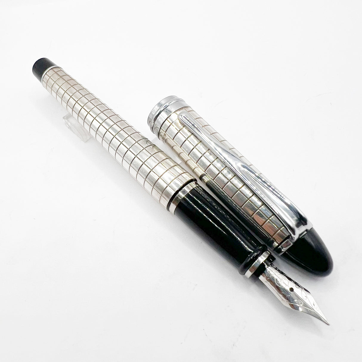 Aurora Sterling Silver Quadra Fountain Pen - Fine 14kt Gold Nib