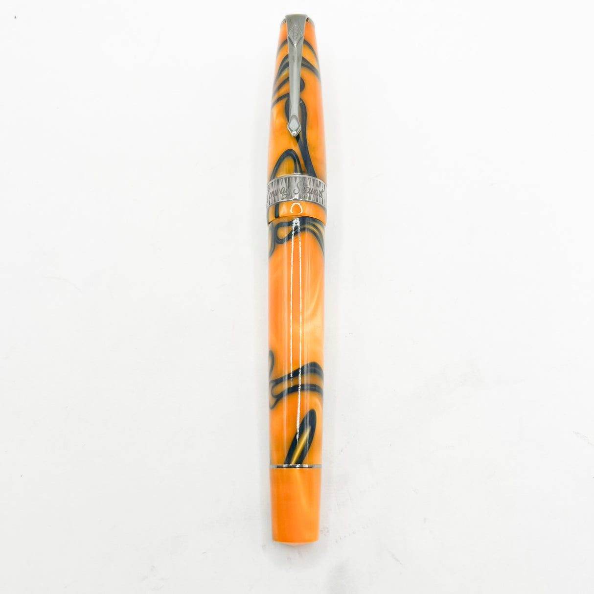 Conway Stewart Model #100 Orange Swirl Fountain Pen - Medium Stainless Steel Nib