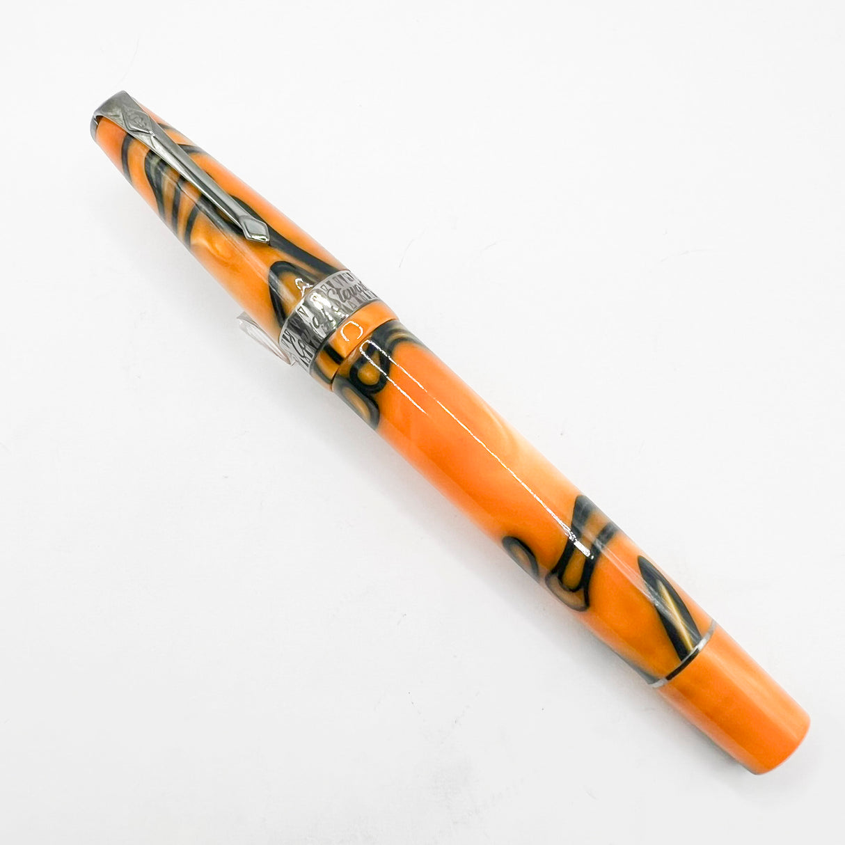 Conway Stewart Model #100 Orange Swirl Fountain Pen - Medium Stainless Steel Nib