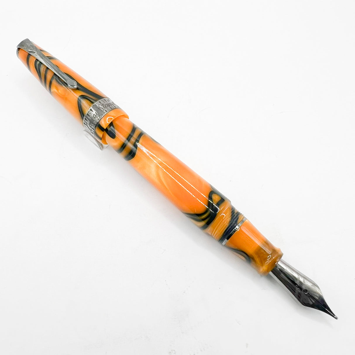 Conway Stewart Model #100 Orange Swirl Fountain Pen - Medium Stainless Steel Nib