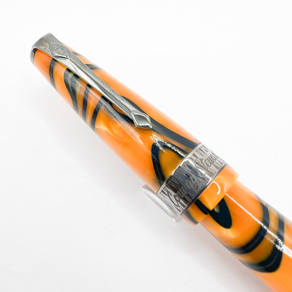 Conway Stewart Model #100 Orange Swirl Fountain Pen - Medium Stainless Steel Nib