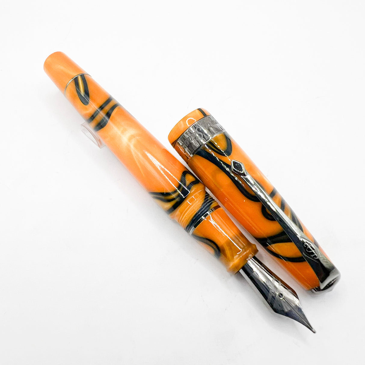 Conway Stewart Model #100 Orange Swirl Fountain Pen - Medium Stainless Steel Nib