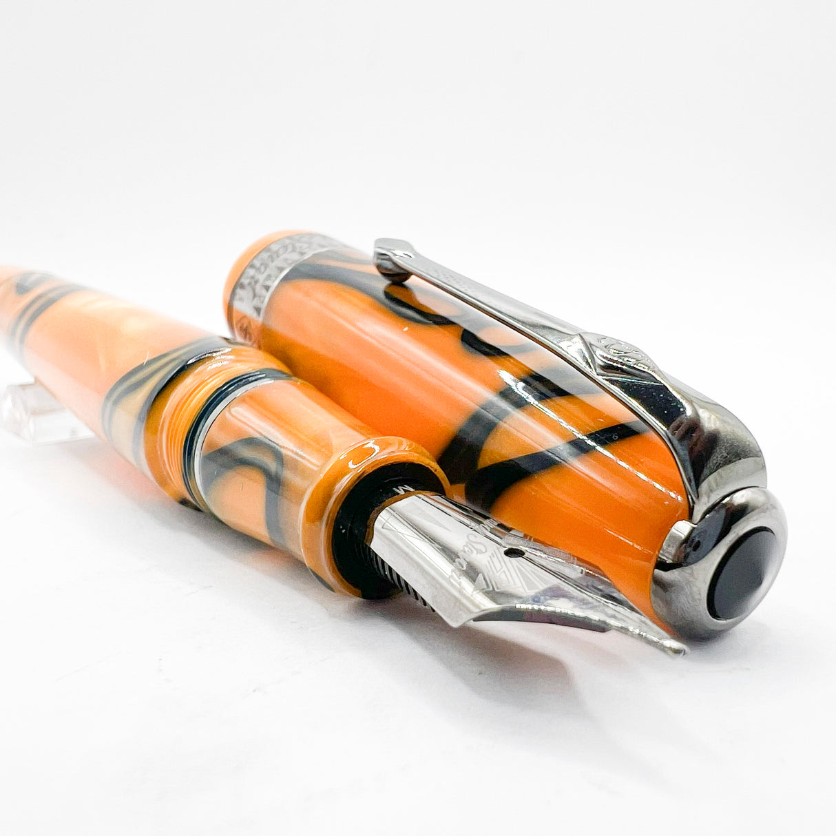 Conway Stewart Model #100 Orange Swirl Fountain Pen - Medium Stainless Steel Nib
