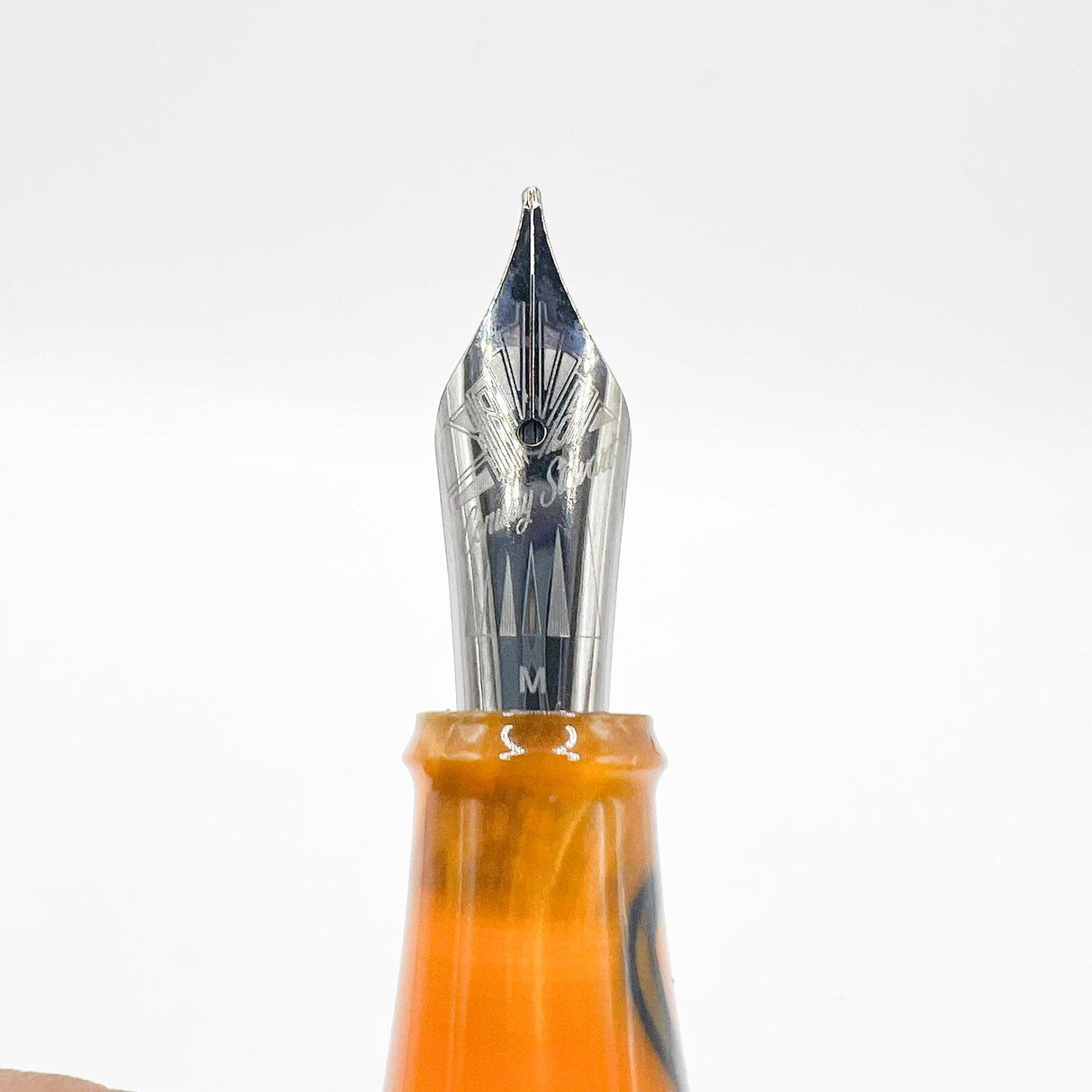 Conway Stewart Model #100 Orange Swirl Fountain Pen - Medium Stainless Steel Nib