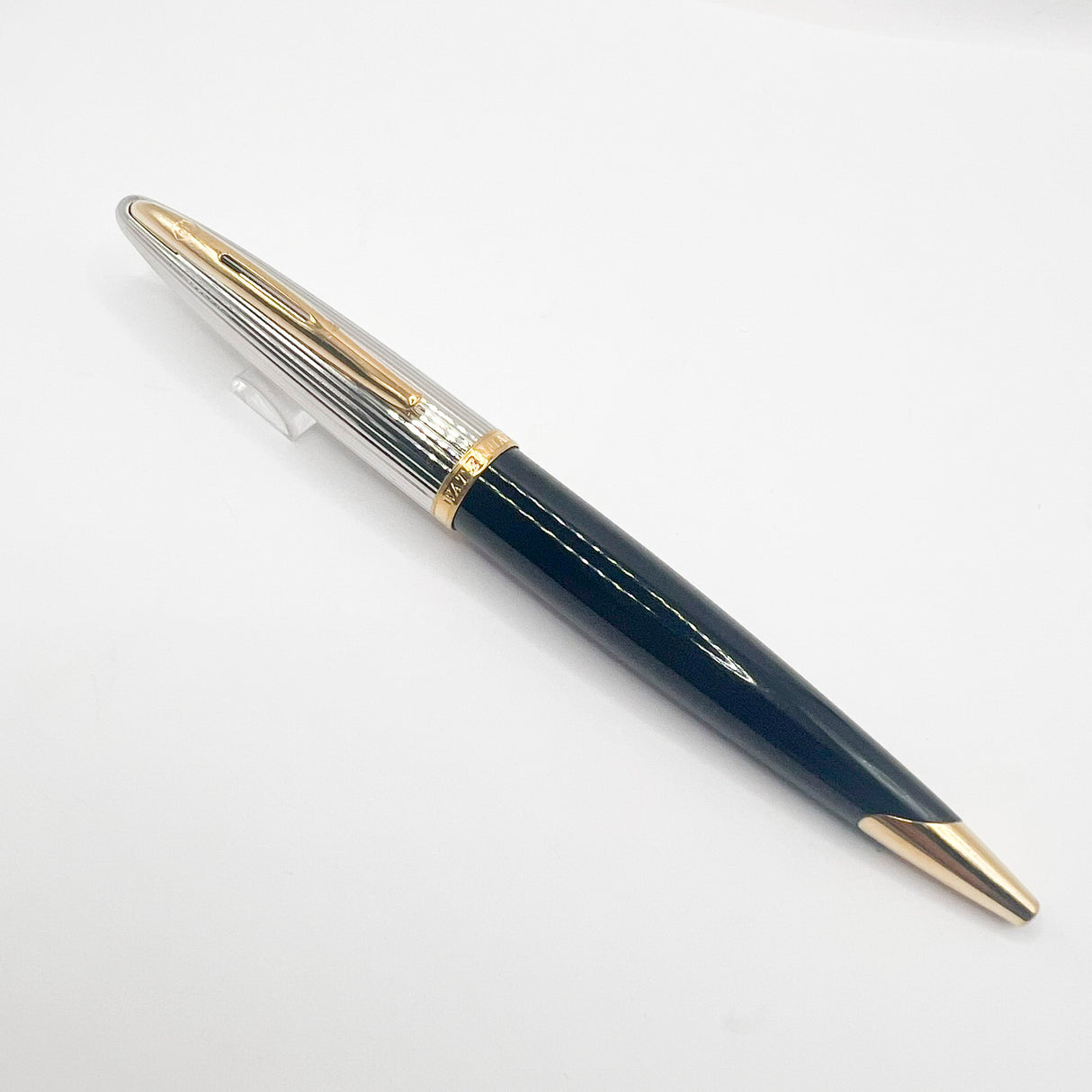Waterman Carene Deluxe Black Barrel/Silver-Plated Cap Ballpoint Pen