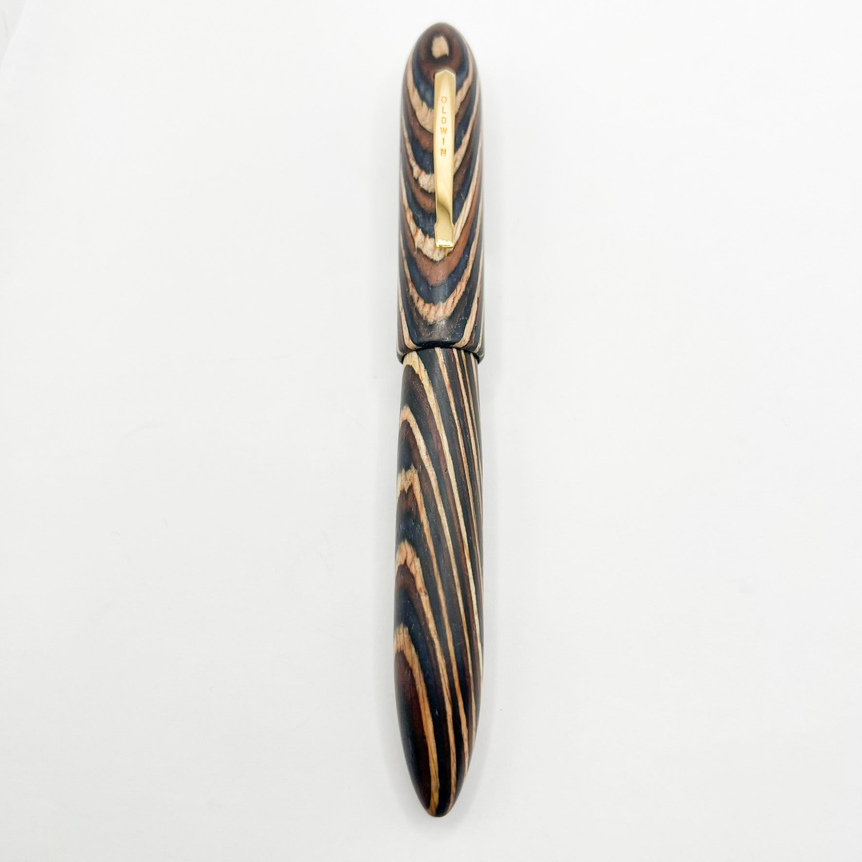 Oldwin (France) Oversized Wood Spina Fountain Pen -  Flexible Large #8 Medium 18kt Gold Nib