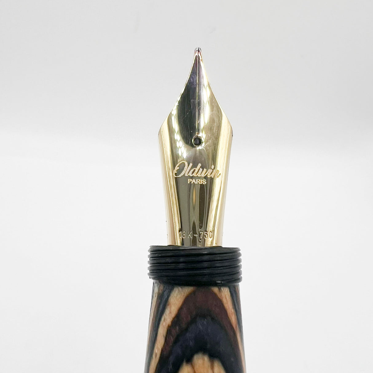 Oldwin (France) Oversized Wood Spina Fountain Pen -  Flexible Large #8 Medium 18kt Gold Nib