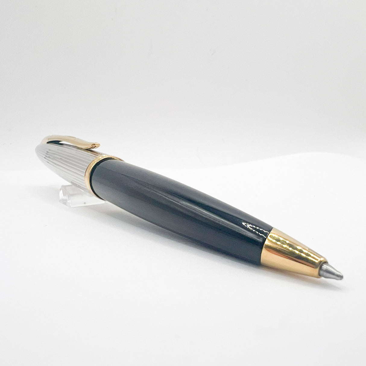Waterman Carene Deluxe Black Barrel/Silver-Plated Cap Ballpoint Pen