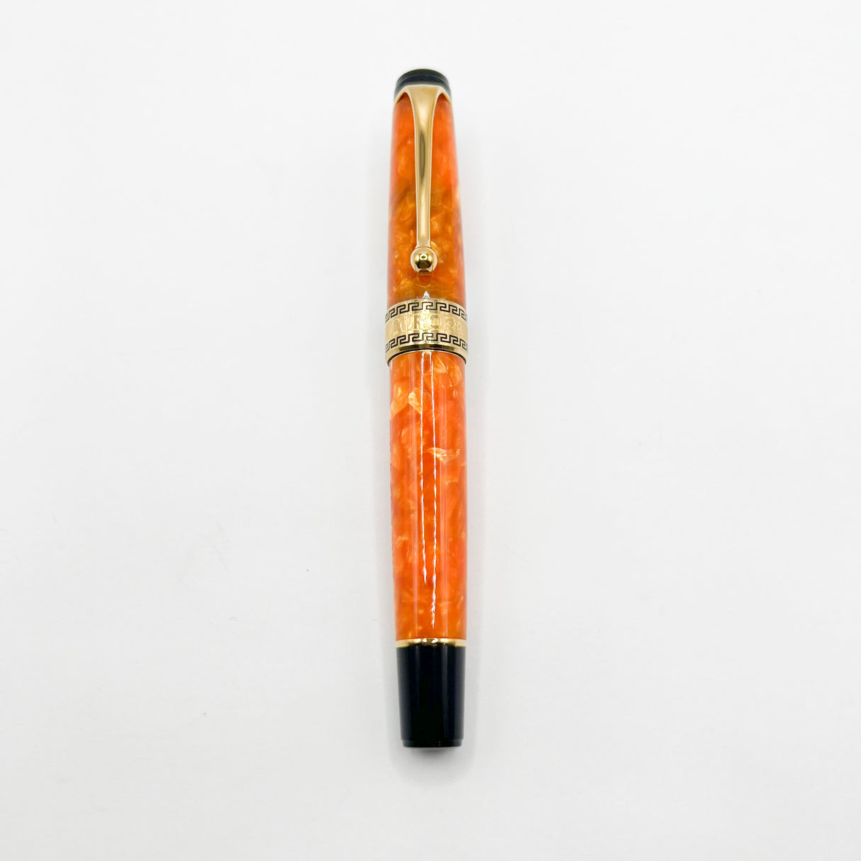 Aurora Optima Marbled Orange Auroloide Fountain Pen - Medium 18kt Gold Nib (Offered Only in 14kt Elsewhere)