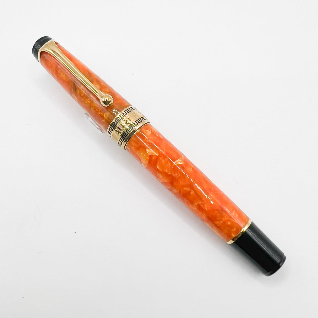 Aurora Optima Marbled Orange Auroloide Fountain Pen - Medium 18kt Gold Nib (Offered Only in 14kt Elsewhere)