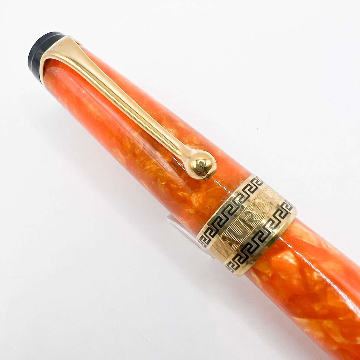 Aurora Optima Marbled Orange Auroloide Fountain Pen - Medium 18kt Gold Nib (Offered Only in 14kt Elsewhere)