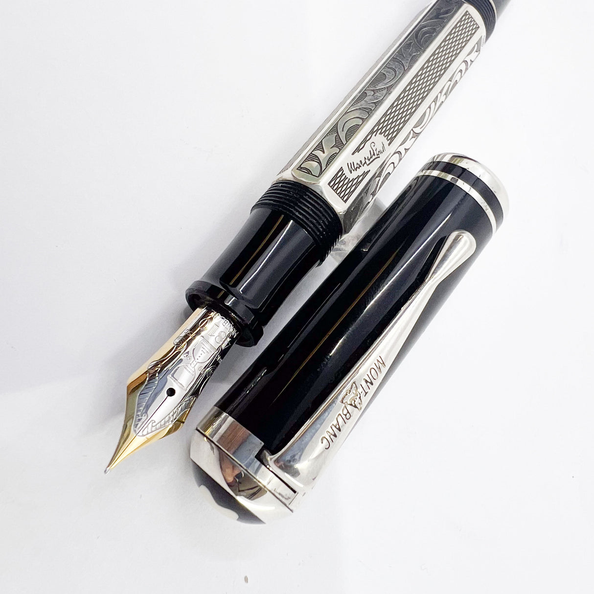 Montblanc Marcel Proust Sterling Silver Writer Series Fountain Pen - Fine 18kt Gold Nib