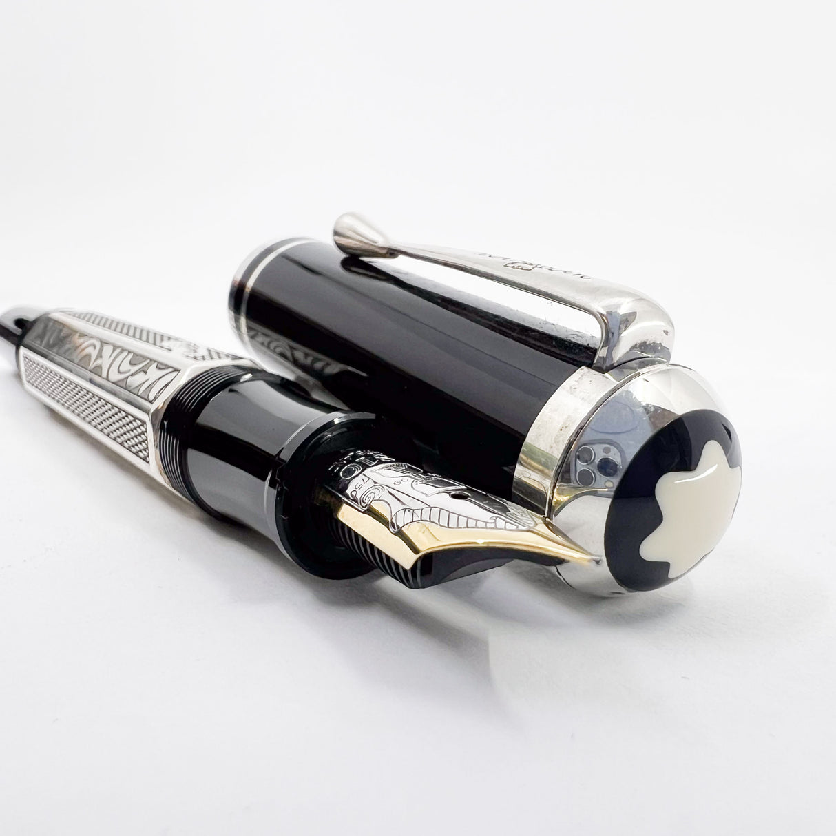 Montblanc Marcel Proust Sterling Silver Writer Series Fountain Pen - Fine 18kt Gold Nib