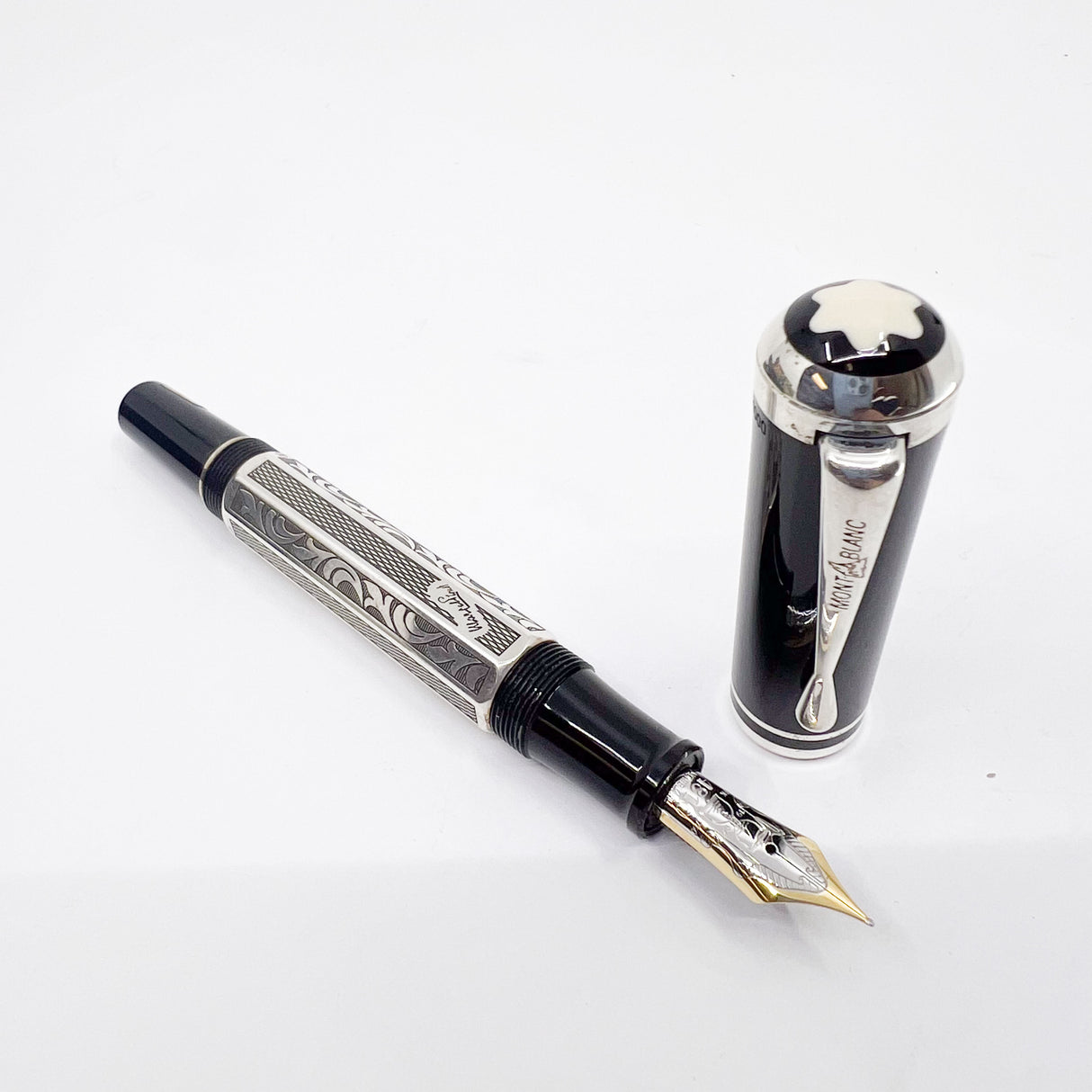 Montblanc Marcel Proust Sterling Silver Writer Series Fountain Pen - Fine 18kt Gold Nib