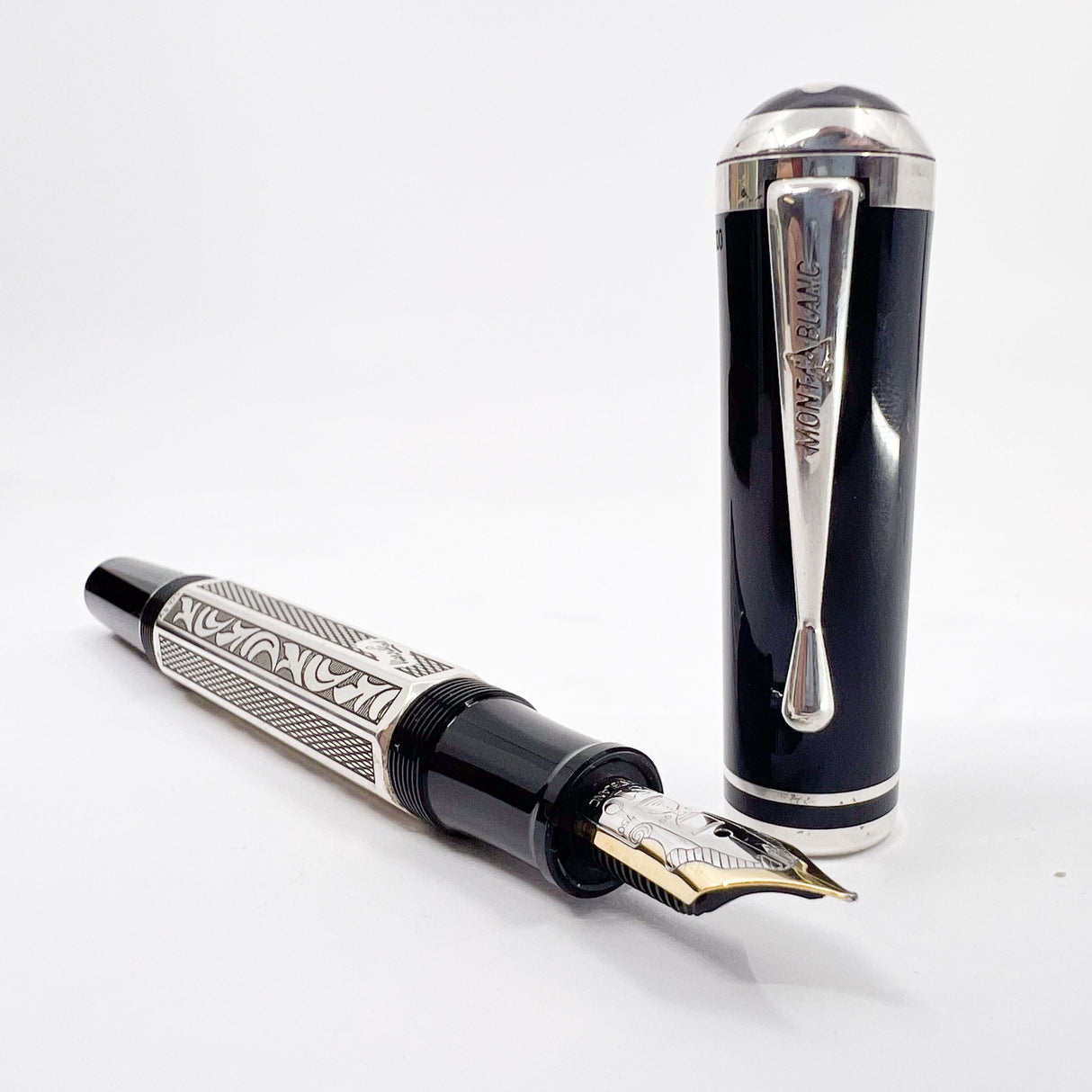 Montblanc Marcel Proust Sterling Silver Writer Series Fountain Pen - Fine 18kt Gold Nib