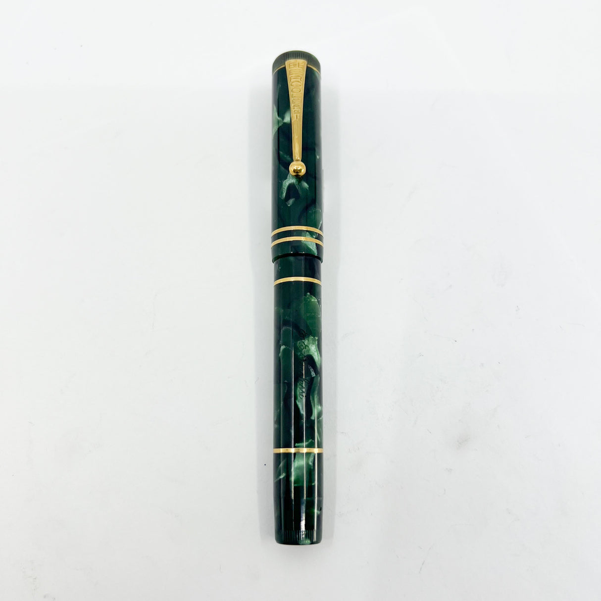 OMAS E.E. Ercolessi Marbled Green Celluloid Limited Edition Fountain Pen - Broad 18kt Gold Nib