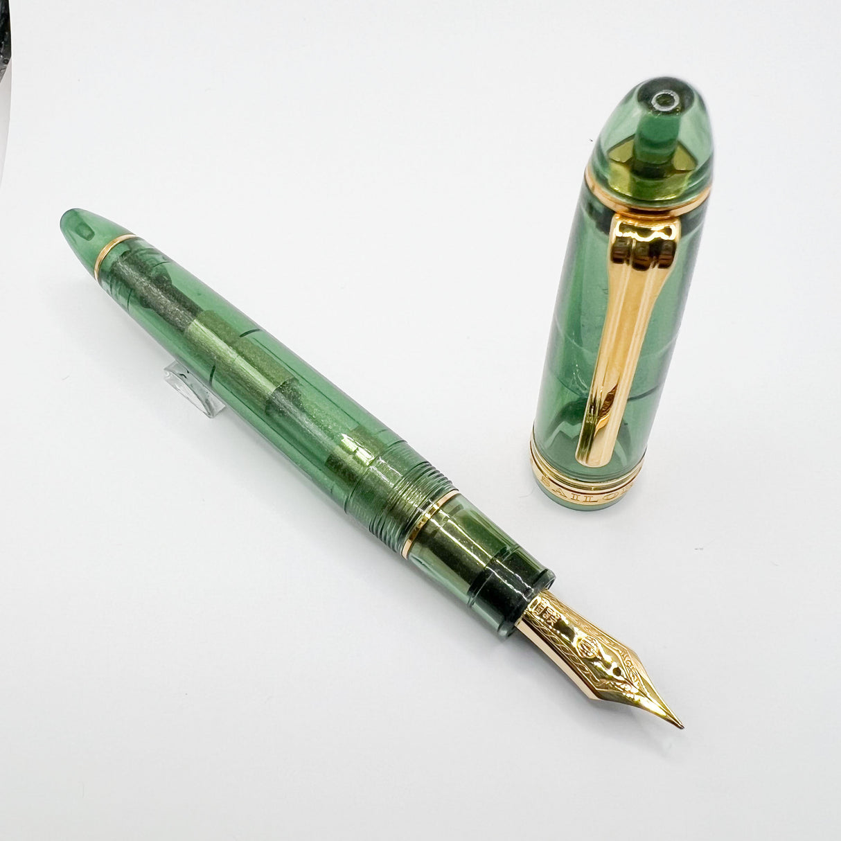 Sailor 2023 Pen of the Year 1911 Large Olive Green Shimmer Transparent Fountain Pen - Broad 21kt Gold Nib