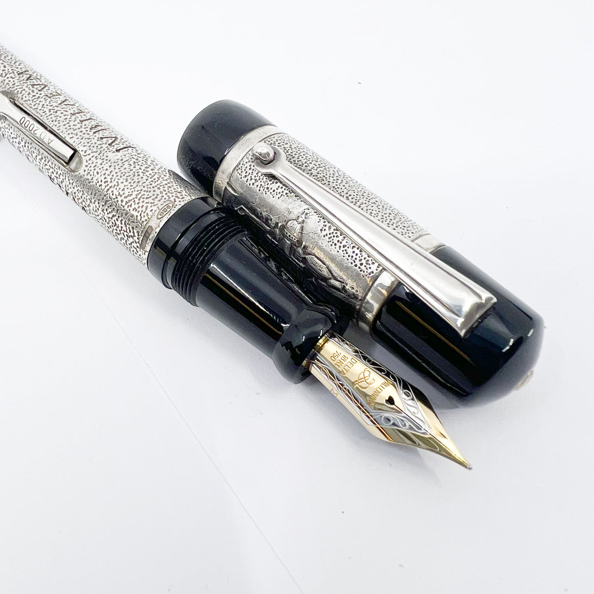 Delta Jubileum 2000 Sterling Silver Lever-Fill Limited Edition Fountain Pen - Medium 18kt Gold Nib