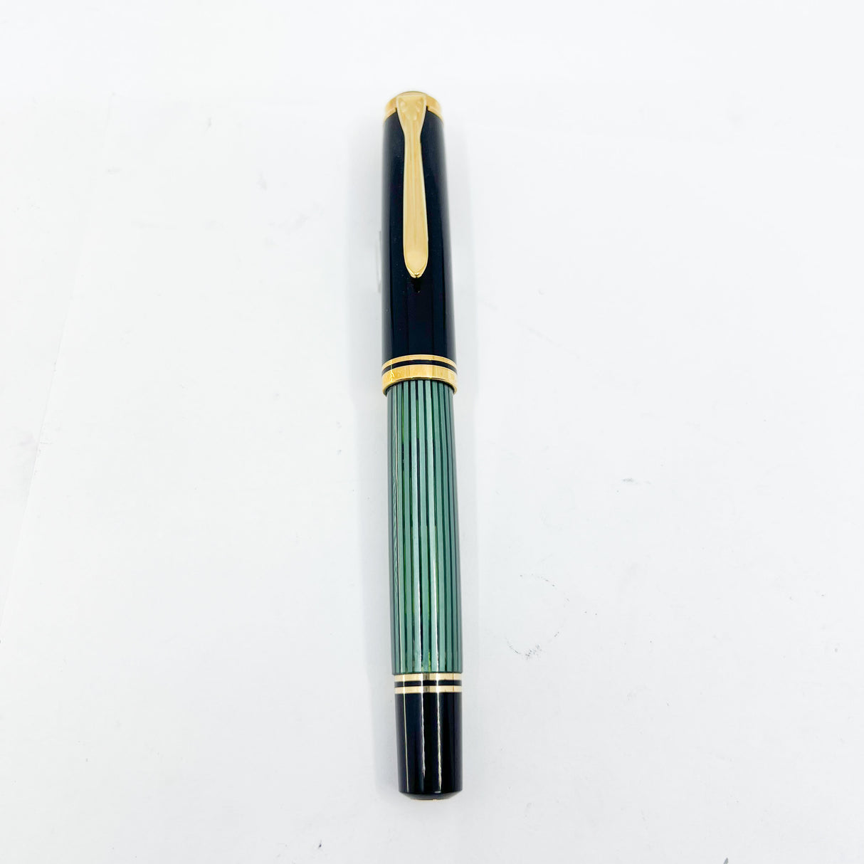 Pelikan M800 Green Striped Fountain Pen - Early Model "W. Germany" on Cap Band - Extra Fine 18kt "PF" Nib