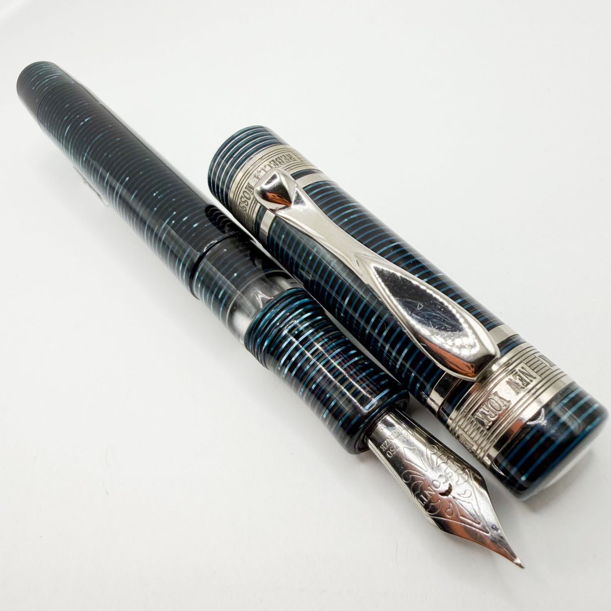 Visconti/Rebecca Moss Visconti Rebecca Moss "New York" Blue (Wall Street) Celluloid Limited Edition Fountain Pen - Visconti Fine 18kt Gold Nib