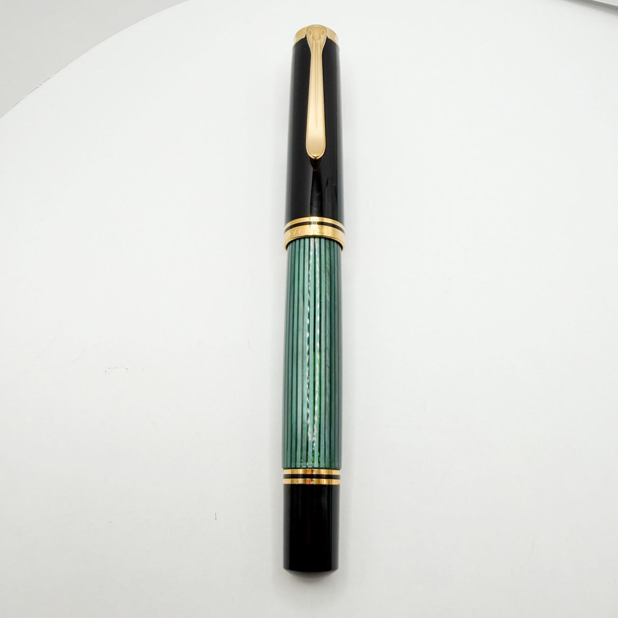 Pelikan Souveran M1000 Black/Green Striped Fountain Pen (Largest) - Fine 18kt Gold Nib