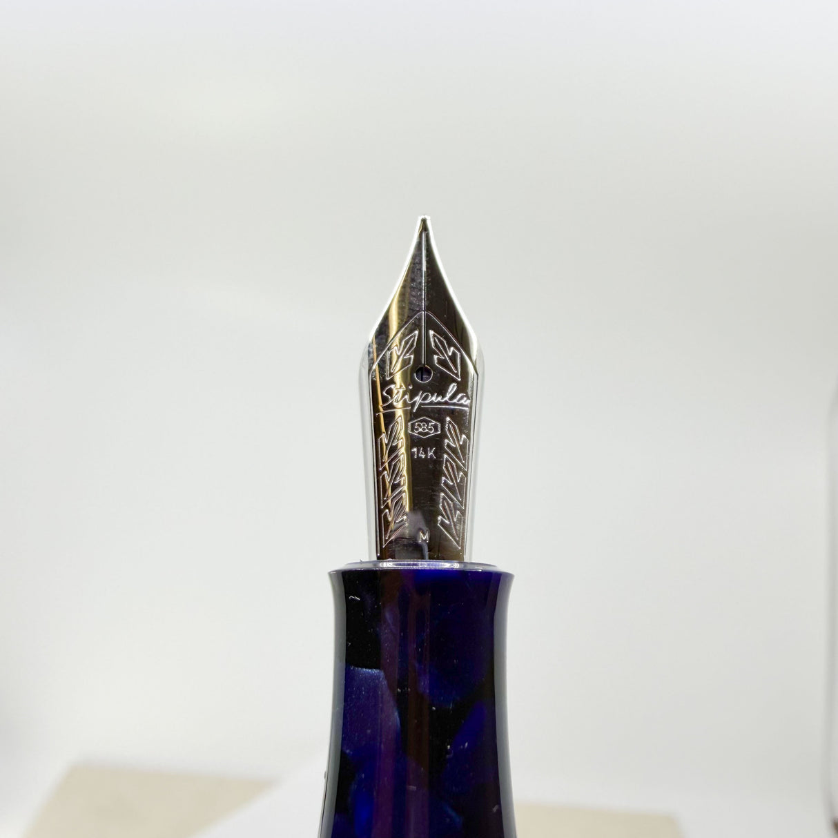 Stipula for Swisher Pens Etruria "Night Blu" - Large Size Blue Marbled Etruria Limited Edition Fountain Pen - Medium 14kt Gold Nib
