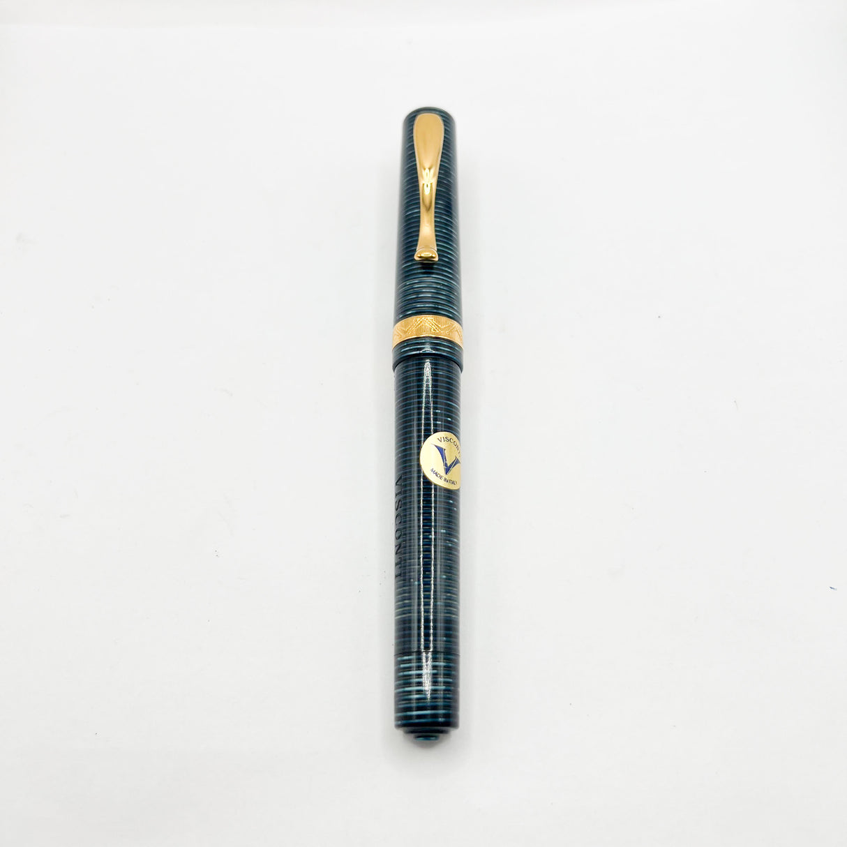 Visconti Manhattan Blue Celluloid Fountain Pen - Fine 18kt Gold Nib