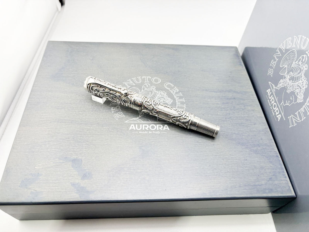 Aurora Benvenuto Cellini Sterling Silver Limited Edition Fountain Pen - Fine 18kt Gold Nib
