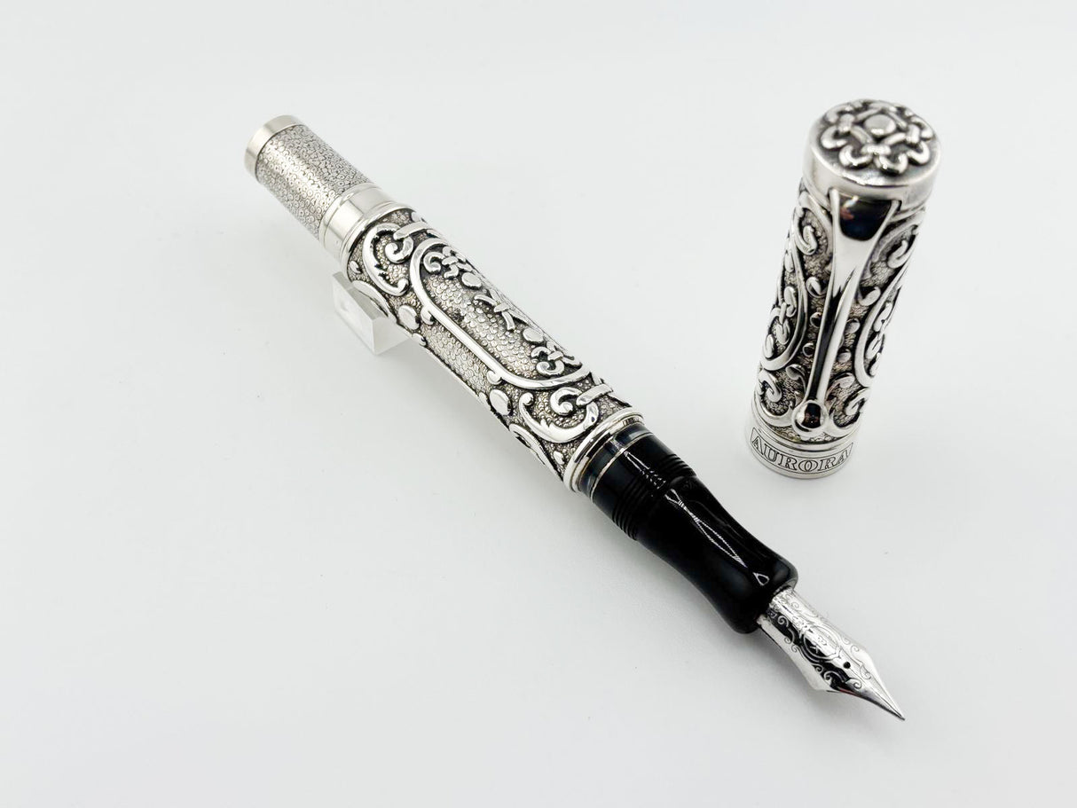 Aurora Benvenuto Cellini Sterling Silver Limited Edition Fountain Pen - Fine 18kt Gold Nib