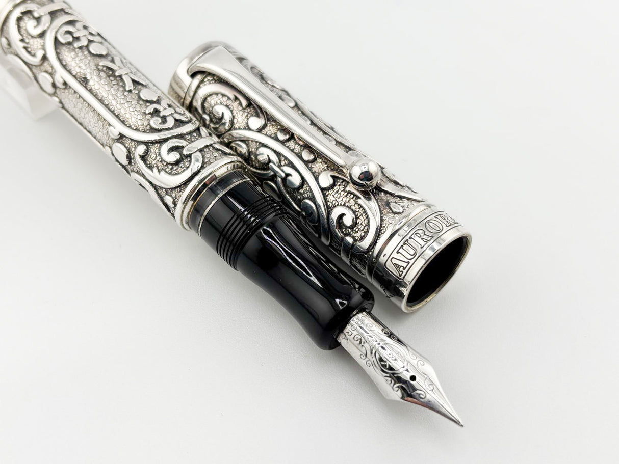 Aurora Benvenuto Cellini Sterling Silver Limited Edition Fountain Pen - Fine 18kt Gold Nib