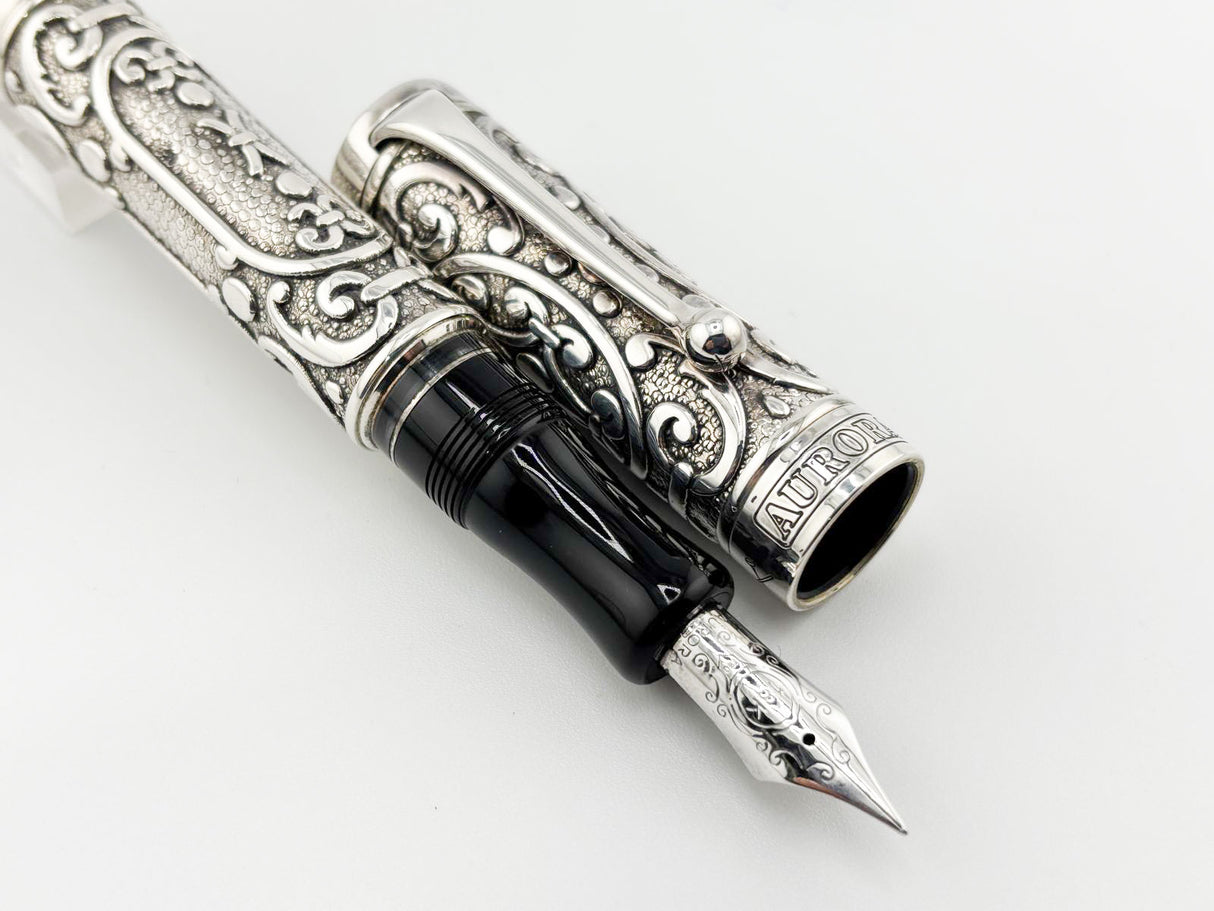 Aurora Benvenuto Cellini Sterling Silver Limited Edition Fountain Pen - Fine 18kt Gold Nib