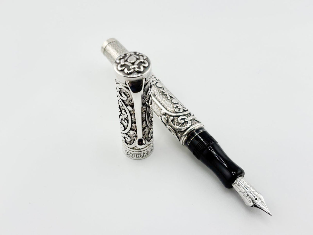 Aurora Benvenuto Cellini Sterling Silver Limited Edition Fountain Pen - Fine 18kt Gold Nib