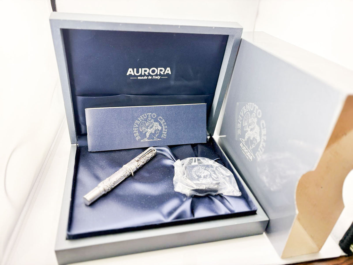 Aurora Benvenuto Cellini Sterling Silver Limited Edition Fountain Pen - Fine 18kt Gold Nib