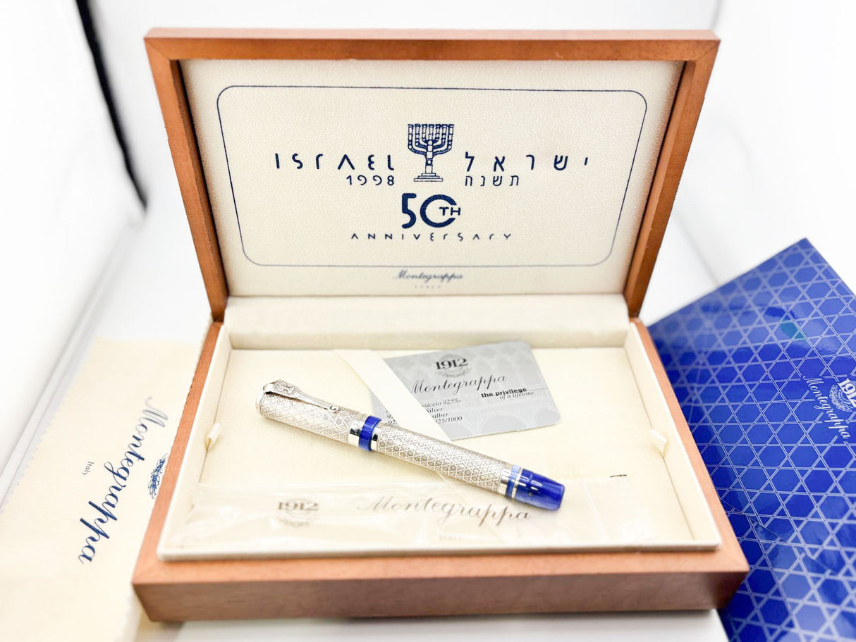 Montegrappa Israel 50th Anniversary Sterling Silver Limited Edition Fountain Pen - Broad 18kt Gold Nib