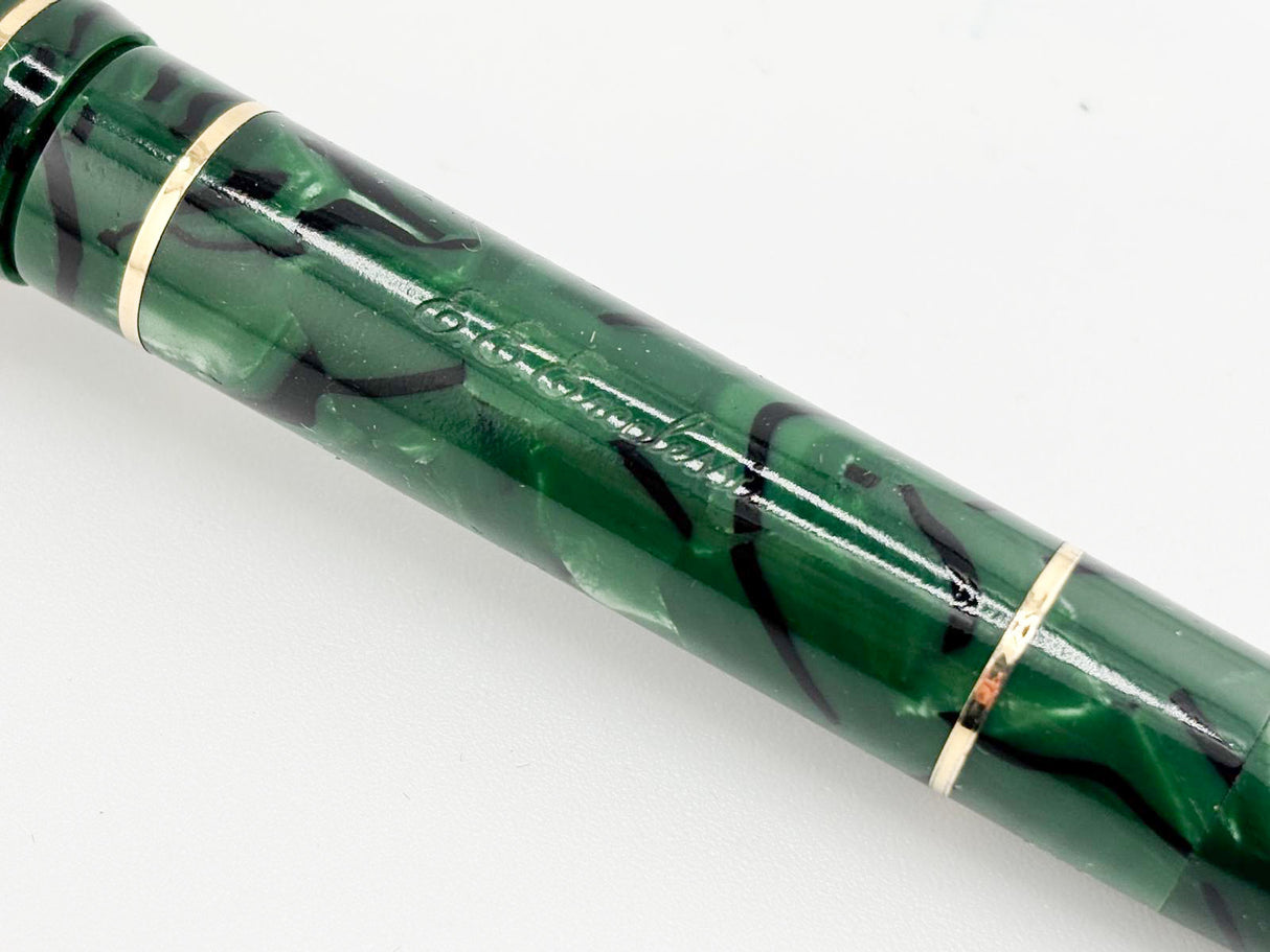 OMAS E.E. Ercolessi Marbled Green Celluloid Limited Edition Fountain Pen - Fine 18kt Gold Nib