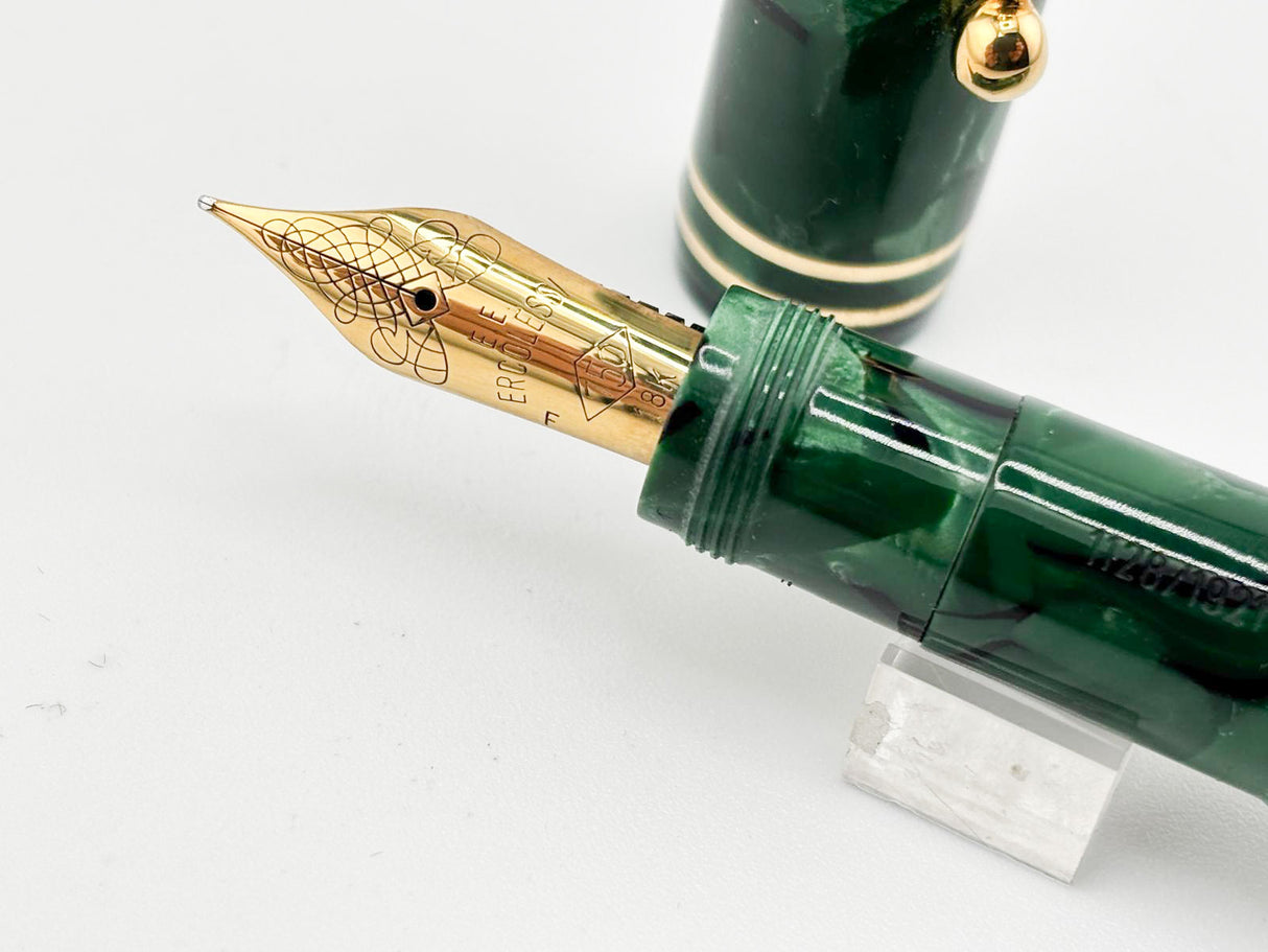 OMAS E.E. Ercolessi Marbled Green Celluloid Limited Edition Fountain Pen - Fine 18kt Gold Nib