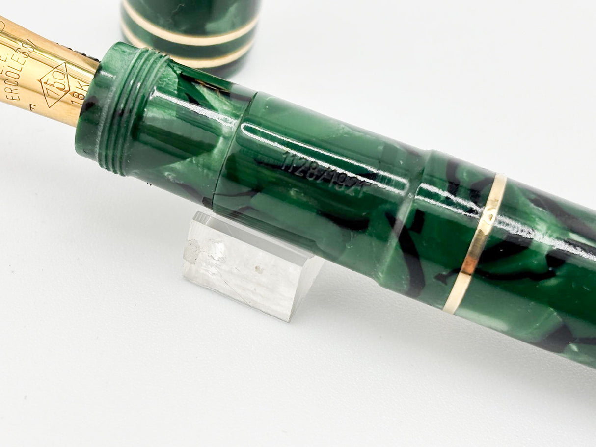 OMAS E.E. Ercolessi Marbled Green Celluloid Limited Edition Fountain Pen - Fine 18kt Gold Nib