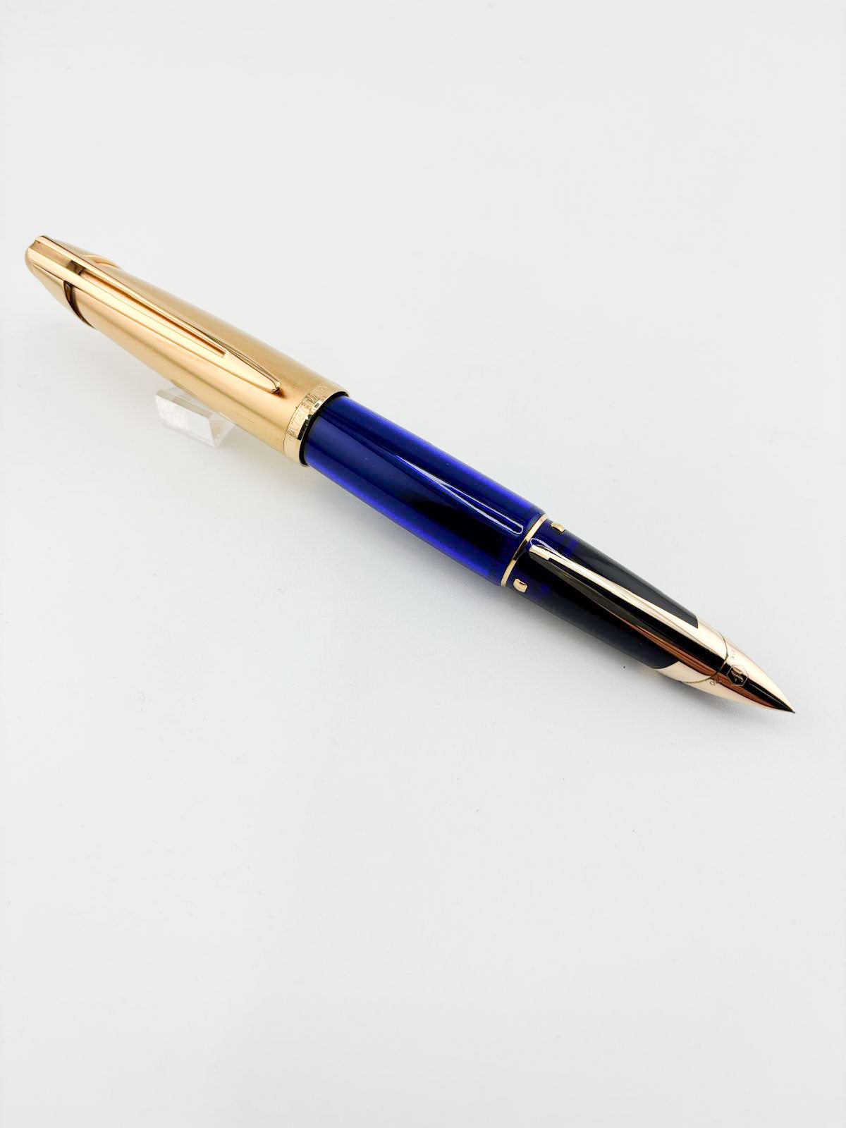 Waterman Edson Blue Translucent Fountain Pen - Medium 18kt Gold Nib - Rarely Found in this Mint Condition Any Longer!