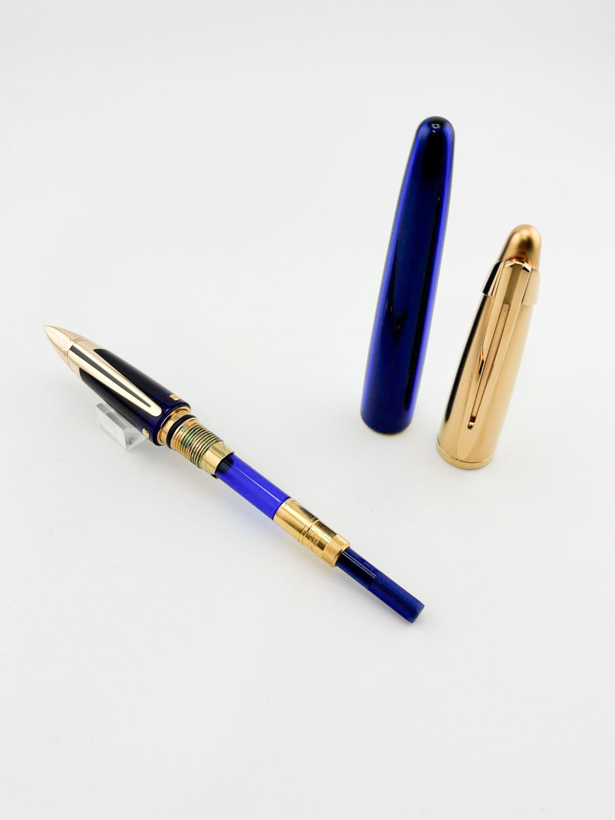 Waterman Edson Blue Translucent Fountain Pen - Medium 18kt Gold Nib - Rarely Found in this Mint Condition Any Longer!