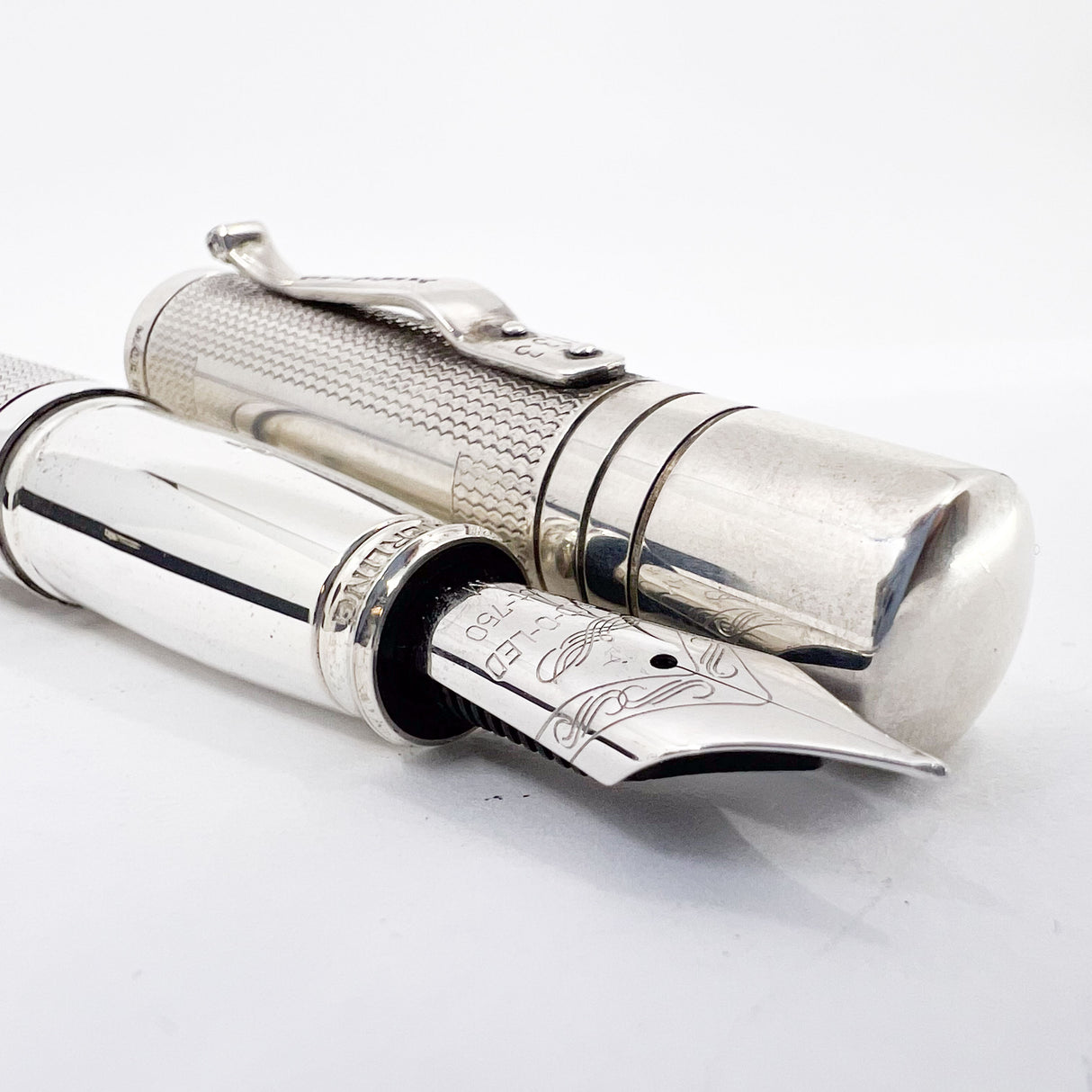 Yard-o-Led Sterling Silver Viceroy Grand Barley Fountain Pen - Medium 18kt Gold Nib