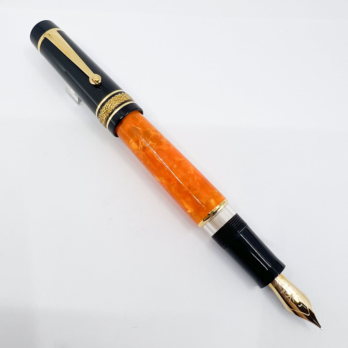 Maiora Mytho K Origine (Orange & Black) Fountain Pen - Medium 14kt Gold Nib